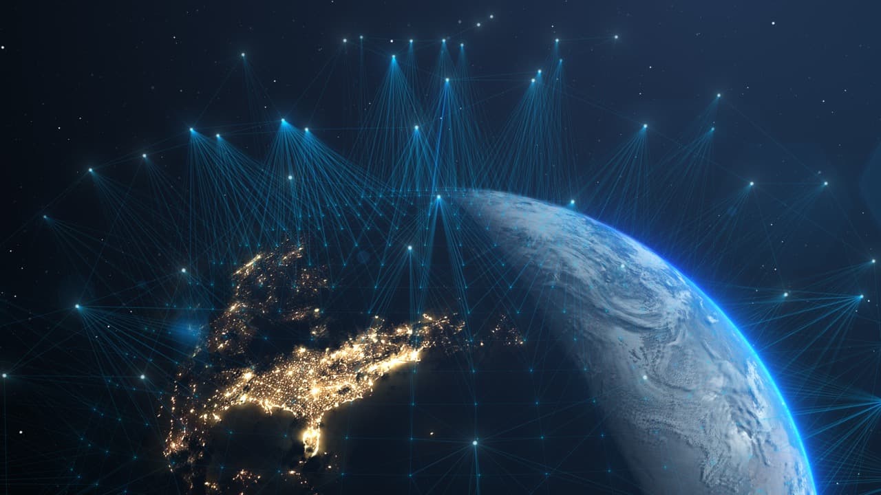 Global network connections across Earth