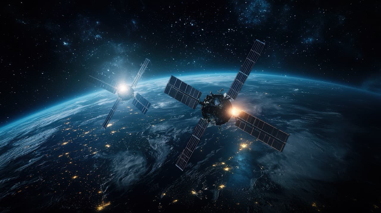 Operational spacecraft against Earth's horizon